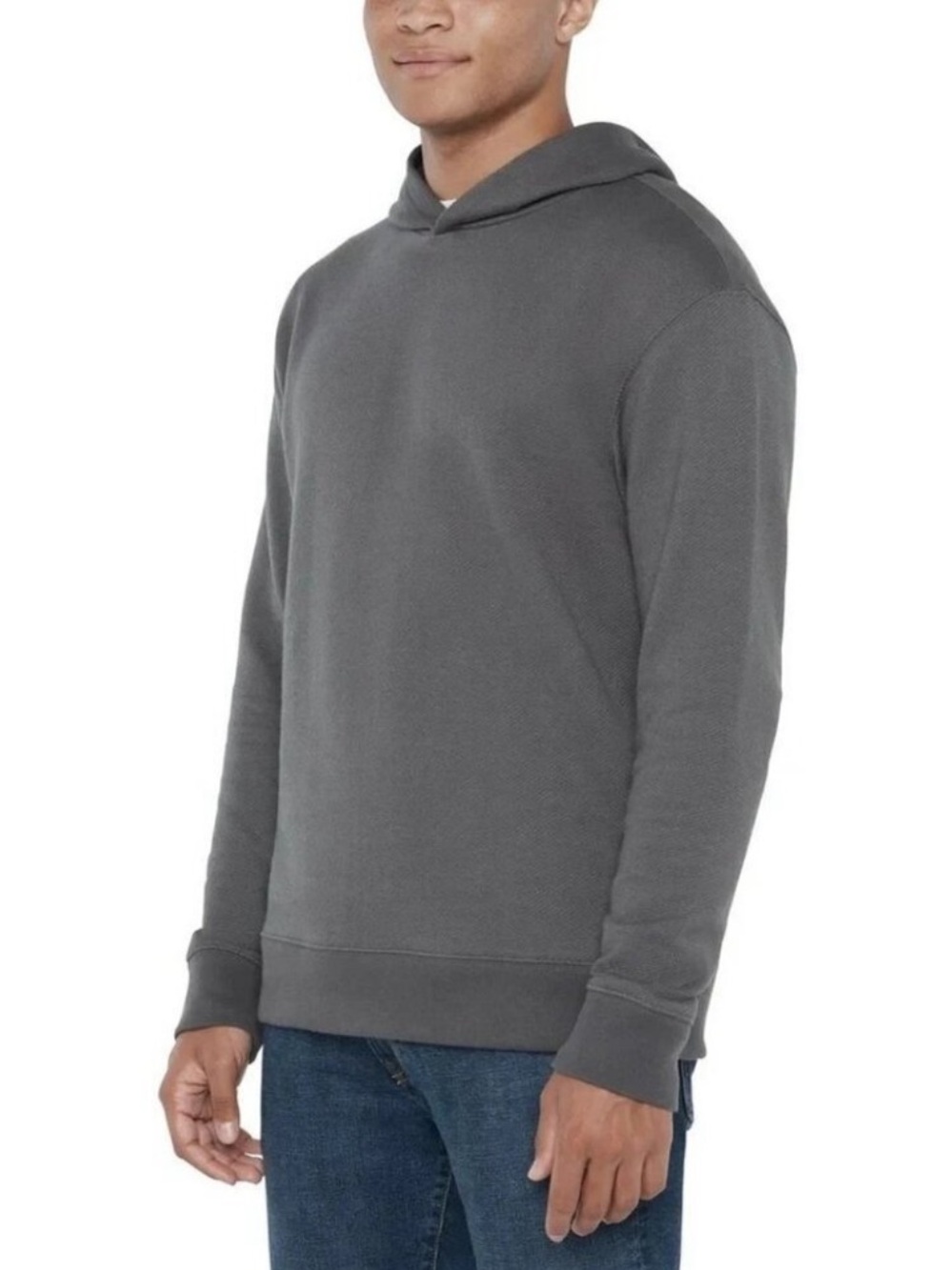 Gap Men's Gray Textured Hoodie Pullover Sweatshirt - Picture 2 of 12